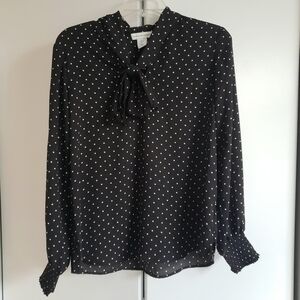 Cupcakes & Cashmere Black and White Polka Dot Blouse